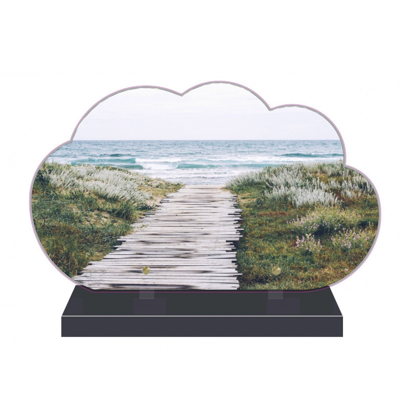 PLAQUE FUNÉRAIRE NUAGE 35 cm X 21 cm PLAGE MER FPF2174