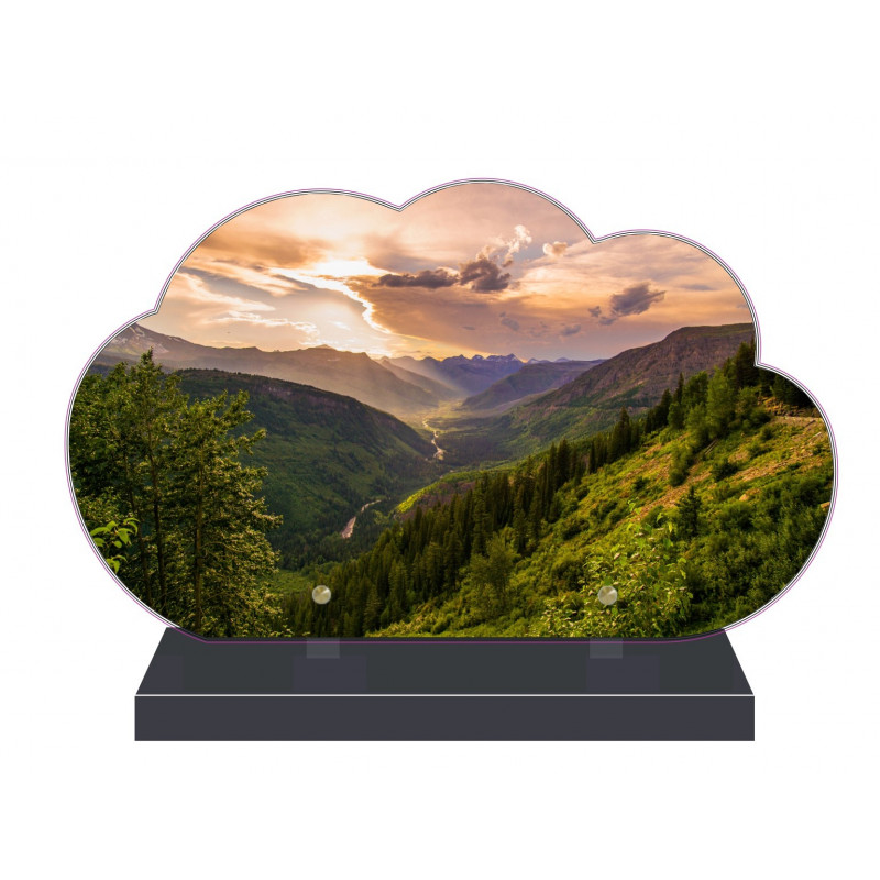 PLAQUE FUNÉRAIRE NUAGE 35 cm X 21 cm MONTAGNE FPF2176