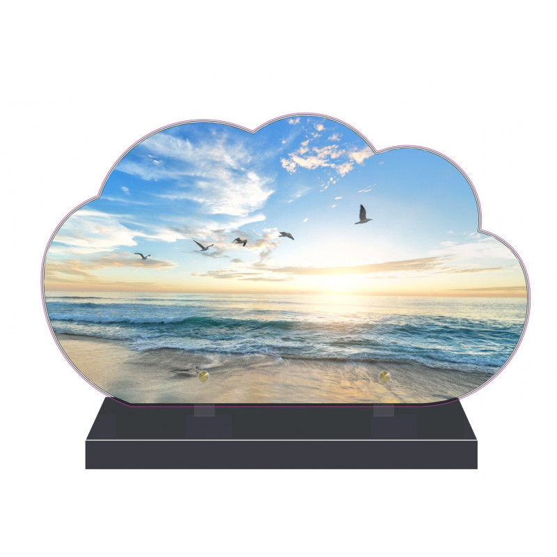 PLAQUE FUNÉRAIRE NUAGE 35 cm X 21 cm MER PLAGE FPF2194