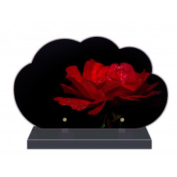 PLAQUE FUNÉRAIRE NUAGE 35 cm X 21 cm FLEURS ROSE ROUGE FPF2242