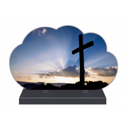 PLAQUE FUNÉRAIRE NUAGE 35 cm X 21 cm RELIGION CROIX FPF6423