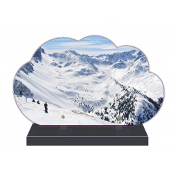 PLAQUE FUNÉRAIRE NUAGE 35 cm X 21 cm SPORTS D'HIVER FPF10398