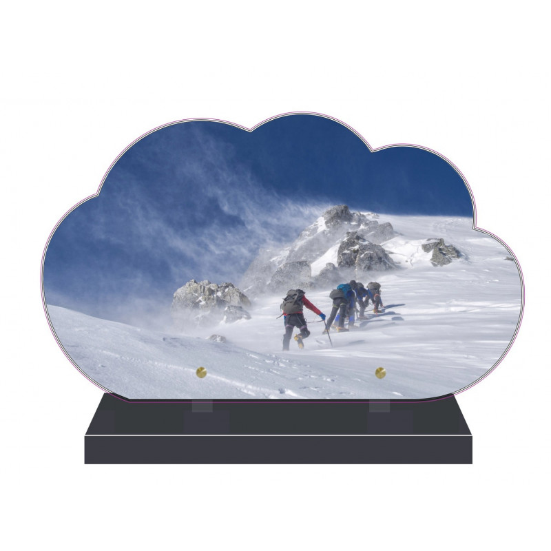 PLAQUE FUNÉRAIRE NUAGE 35 cm X 21 cm ALPINISME FPF10611