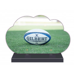 PLAQUE FUNÉRAIRE NUAGE 35 cm X 21 cm RUGBY FPF10858