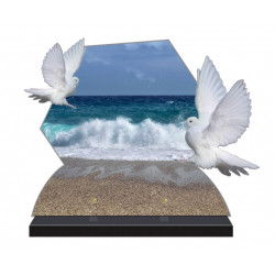 PLAQUE FUNÉRAIRE COLOMBE 40 cm X 31.5 cm MER PLAGE FPF2120