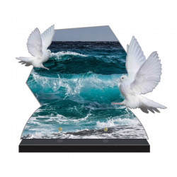 PLAQUE FUNÉRAIRE COLOMBE 40 cm X 31.5 cm MER PLAGE FPF2187