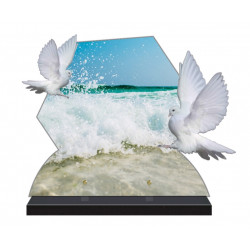 PLAQUE FUNÉRAIRE COLOMBE 40 cm X 31.5 cm MER PLAGE FPF2188