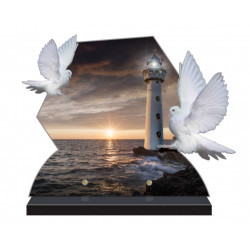 PLAQUE FUNÉRAIRE COLOMBE 40 cm X 31.5 cm MER PHARE FPF2196