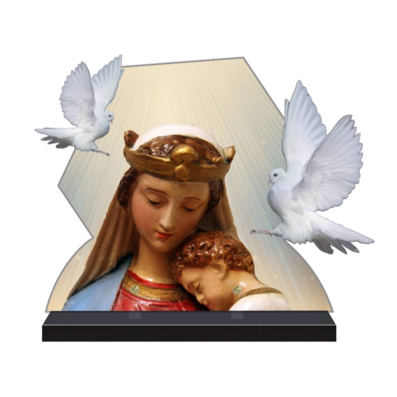 PLAQUE FUNÉRAIRE COLOMBE 40 cm X 31.5 cm VIERGE MARIE FPF6421