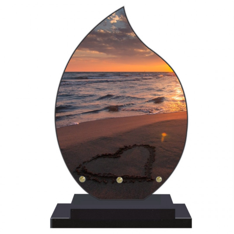 PLAQUE FUNÉRAIRE FLAMME MER PLAGE 22 cm X 32 cm FPFNX055