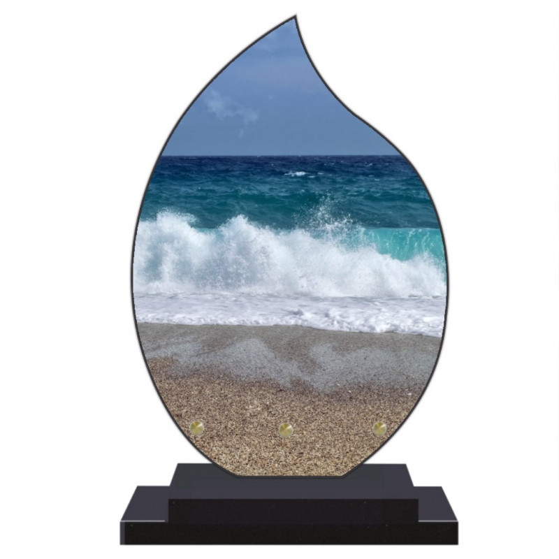 PLAQUE FUNÉRAIRE FLAMME MER PLAGE 22 cm X 32 cm FPF2120