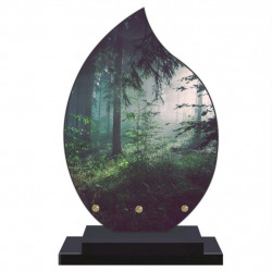 PLAQUE FUNÉRAIRE FLAMME NATURE FORÊT 22 cm X 32 cm FPF2172