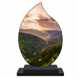 PLAQUE FUNÉRAIRE FLAMME MONTAGNE 22 cm X 32 cm FPF2176