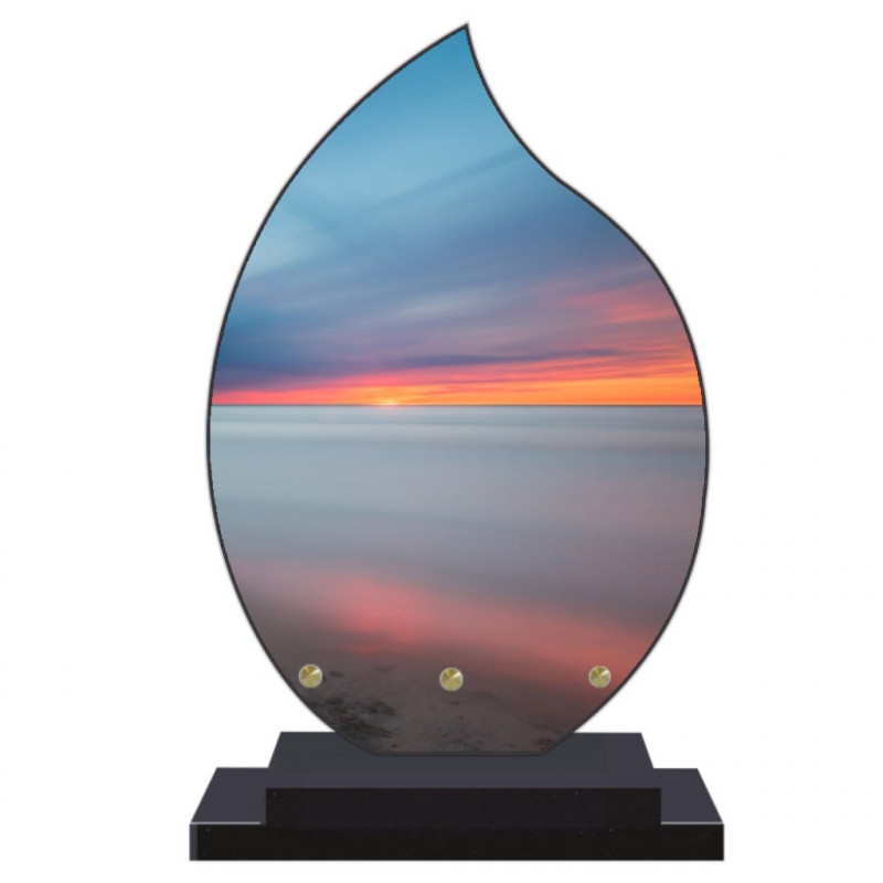 PLAQUE FUNÉRAIRE FLAMME MER PLAGE 22 cm X 32 cm FPF2181