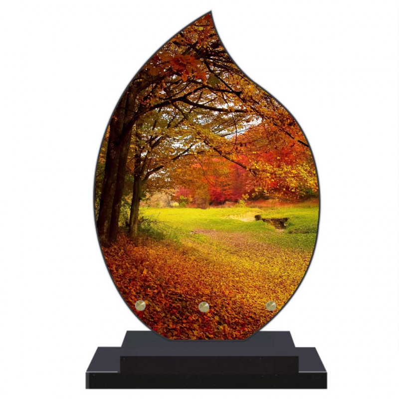 PLAQUE FUNÉRAIRE FLAMME CAMPAGNE 22 cm X 32 cm FPF2184