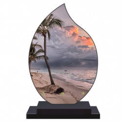 PLAQUE FUNÉRAIRE FLAMME OCÉAN ÎLE 22 cm X 32 cm FPF2189