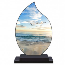 PLAQUE FUNÉRAIRE FLAMME MER PLAGE 22 cm X 32 cm FPF2194