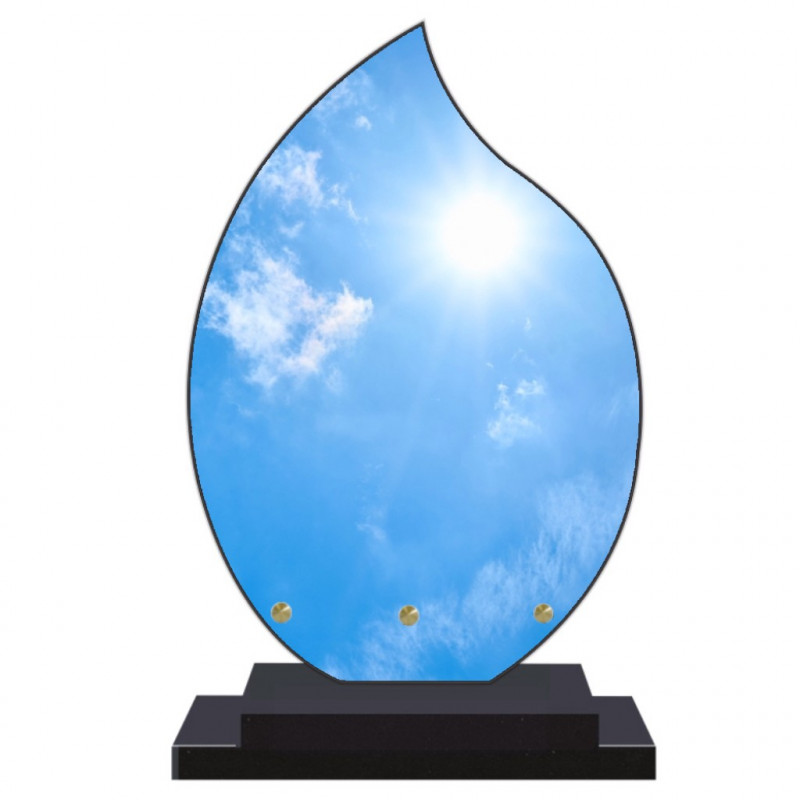 PLAQUE FUNÉRAIRE FLAMME NUAGES CIEL 22 cm X 32 cm FPF2220