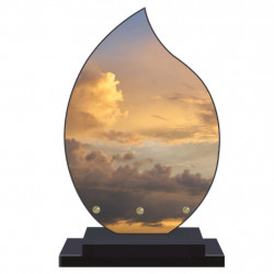 PLAQUE FUNÉRAIRE FLAMME NUAGES CIEL 22 cm X 32 cm FPF2221