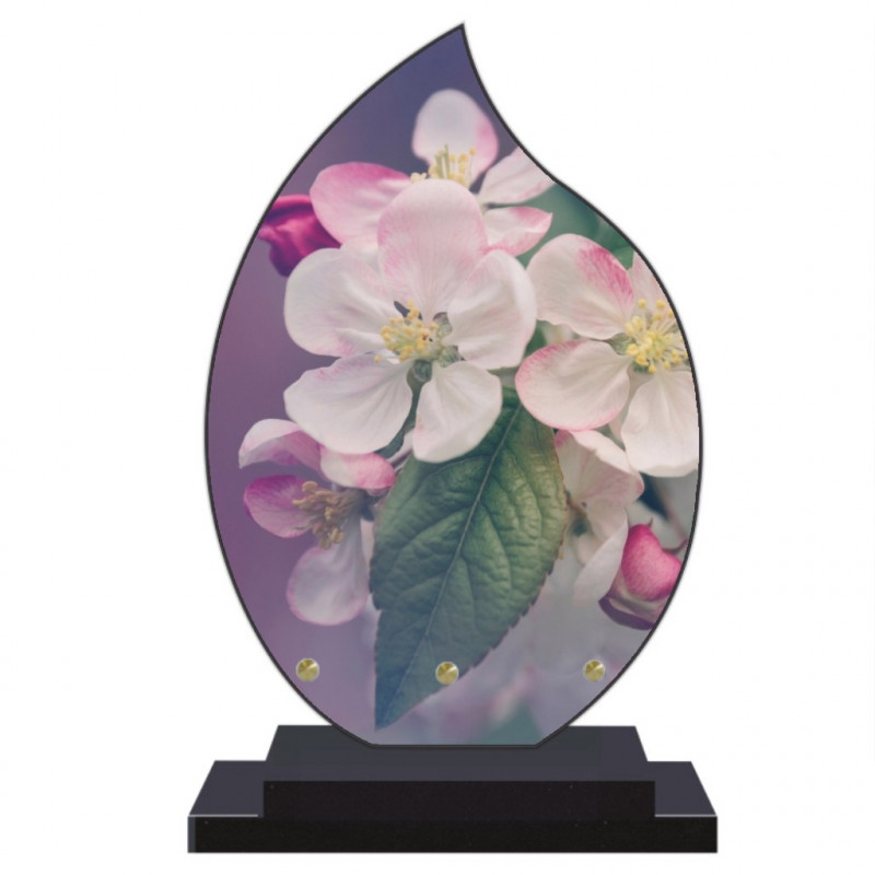 PLAQUE FUNÉRAIRE FLAMME FLEURS 22 cm X 32 cm FPF2233