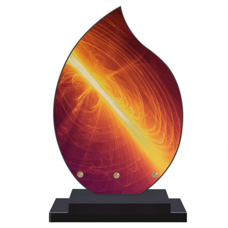 PLAQUE FUNÉRAIRE MODERNE FLAMME 22 cm X 32 cm FPFNX004