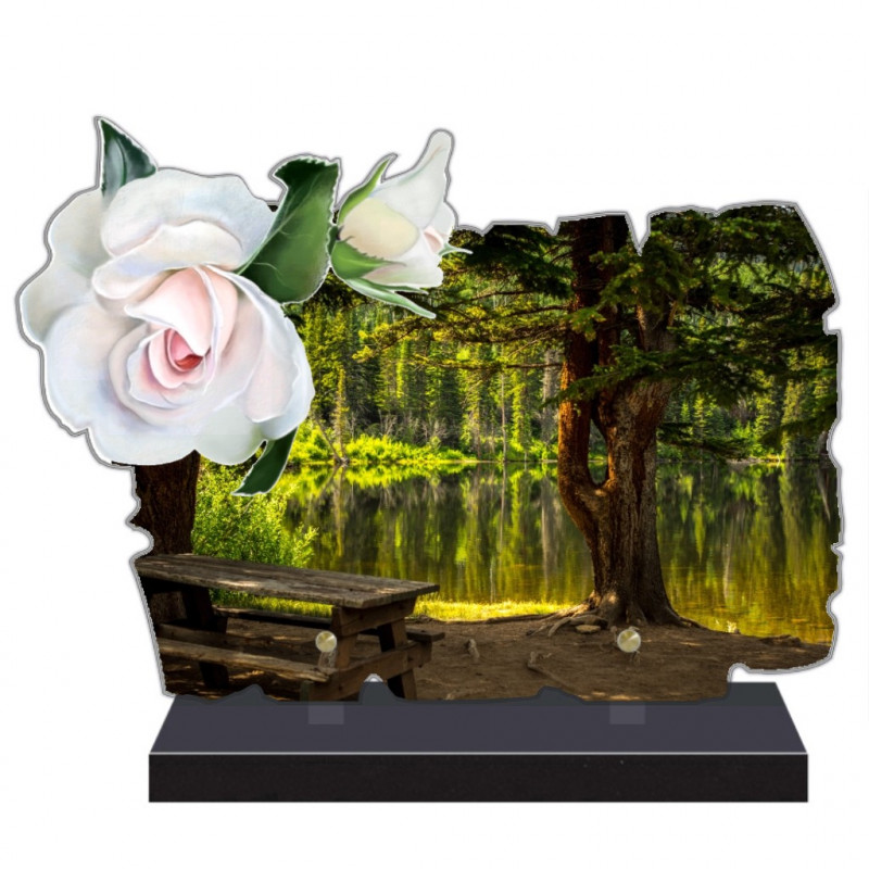 PLAQUE FUNÉRAIRE ORIGINALE THÈME NATURE FORÊT LAC FPF2175 PLAQUE FUNÉRAIRE ORIGINALE THÈME NATURE FORÊT LAC FPF2175