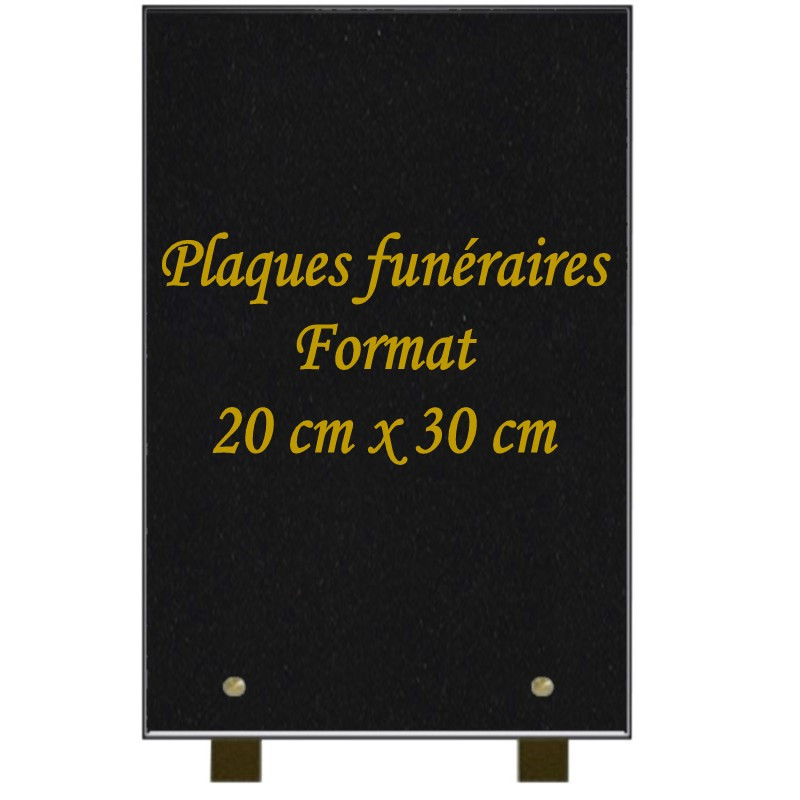 PLAQUE FUNÉRAIRE PORTRAIT 30X20 GRANIT SUR PIEDS