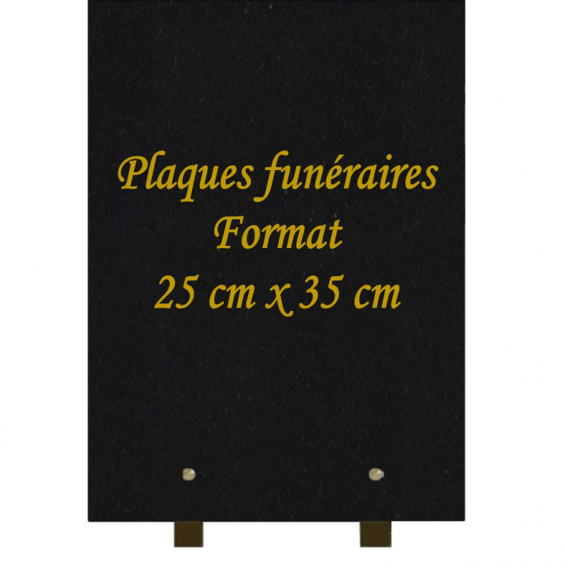 PLAQUE FUNÉRAIRE PORTRAIT 35X25 GRANIT SUR PIEDS