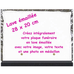 Plaque funéraire lave émaillée 28x20 personnalisable