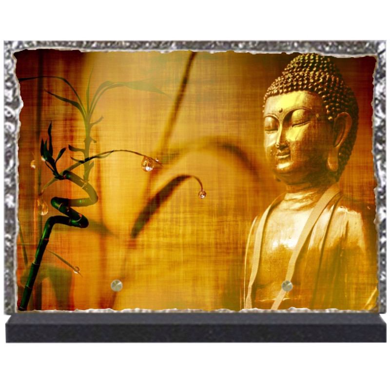 Plaque funéraire lave émaillée Religion Bouddhiste LE00110