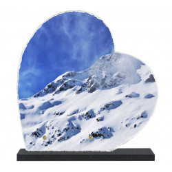 Plaque funéraire Coeur lave émaillée Montagne LE00137