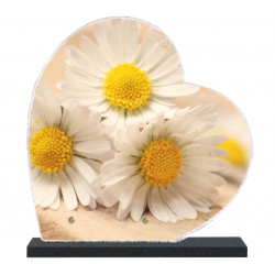 Plaque funéraire Coeur lave émaillée Nature Fleurs LE00144