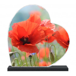 Plaque funéraire Coeur lave émaillée Coquelicots LE00150
