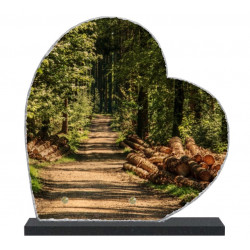 Plaque funéraire Coeur lave émaillée Nature Forêt LE00140