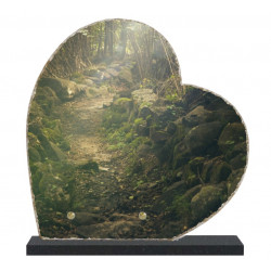 Plaque funéraire Coeur lave émaillée Nature Forêt LE00132