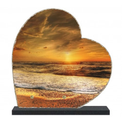 Plaque funéraire Coeur lave émaillée Mer Plage LE00133