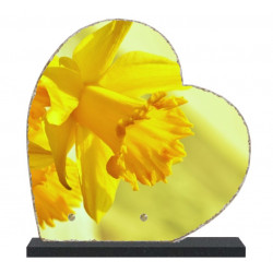 Plaque funéraire coeur lave émaillée Fleurs LE00151
