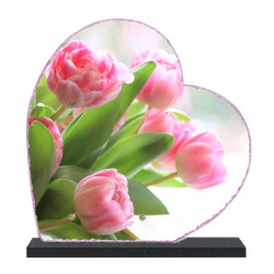 Plaque funéraire lave émaillée Fleurs Tulipes LE00146