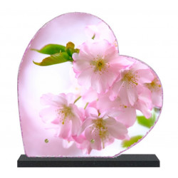 Plaque funéraire Coeur lave émaillée Fleurs LE00148