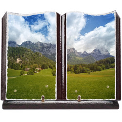 Plaque funéraire grand livre lave émaillée Montagne FPFLE00066