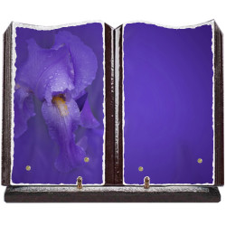 Plaque funéraire grand livre lave émaillée Fleurs FPFLE00084