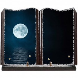 Plaque funéraire grand livre lave émaillée Pleine Lune FPFLE00016