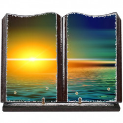 Plaque funéraire grand livre lave émaillée Soleil couchant FPFLE00026