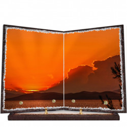 Plaque funéraire livre lave émaillée Coucher de soleil FPFLE00053