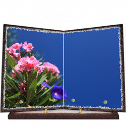 Plaque funéraire livre lave émaillée Fleurs FPFLE00007