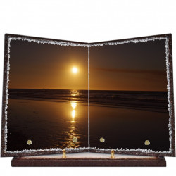 Plaque funéraire livre lave émaillée Coucher de soleil FPFLE00015