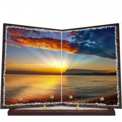 Plaque funéraire livre lave émaillée Coucher de soleil FPFLE00017