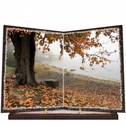 Plaque funéraire livre lave émaillée Nature Automne FPFLE00051