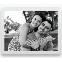 Photo porcelaine rectangle horizontale 2 personnes bordure blanche - Médaillon photo noir et blanc