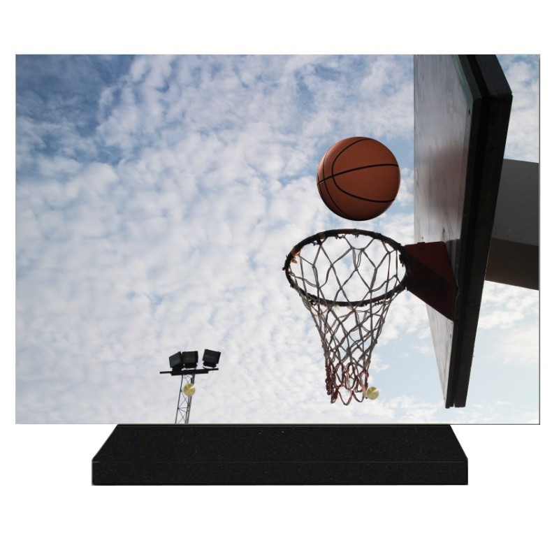 PLAQUE FUNÉRAIRE BASKET BALL 25 cm X 35 cm FPF10713